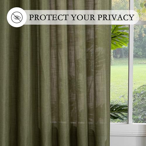 Living Room Curtains 90 Inches Long Farmhouse Light Filtering Privacy Curtain Drapes for Patio Door (50"W x 90"L (Pack of 2) / Olive Green-new)