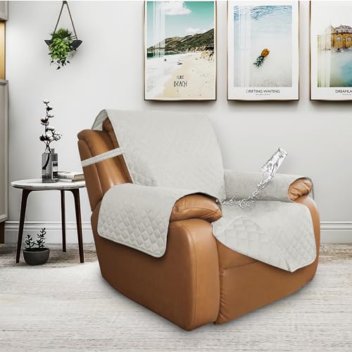Double Protection 100% Waterproof Recliner Covers for Living Room (Ivory/Ivory / Recliner Large)