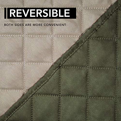Reversible Couch Cover (Army Green/Beige / Large Recliner)