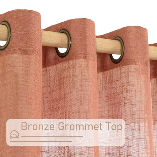 Terracotta Linen Curtains 54 Inch Length for Bedroom 2 Panels (34"W x 54"L (Pack of 2) / Terracotta)
