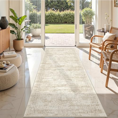 2'6 x 8' Runner Rug Non Slip (Beige/Ivory / 2'6" x 8' (Runner))