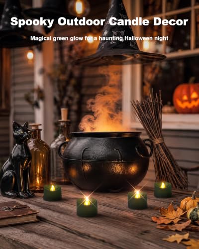 12 Pack Green Flameless Battery Tea Light Candles (Green / Pack of 24)