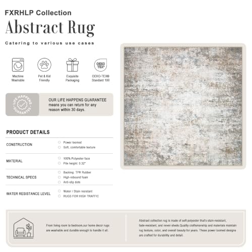 Area Rug Living Room (Brown Grey / 5' x 5' (Square))