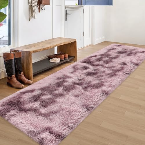 Tie Dyed Blush 2x8 Machine Washable Runner Rugs for Hallway Soft Fluffy Shaggy Bedside Rugs for Bedroom Living Room Indoor Floor Carpet for Kids Girls and Boys Nursery Rooms Home Decor Aesthetic (Tie-dyed Blush / 2' x 8' (Runner))