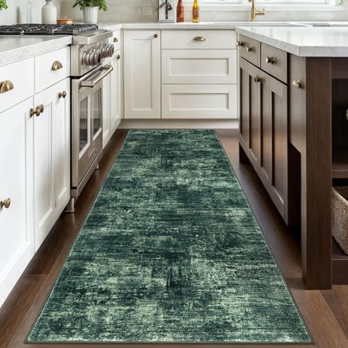 Abstract Runner Rug 3x8 Ft Washable Runners for Hallways (Dark Green / 3' x 8' (Rectangular))
