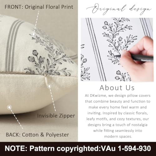 Vintage Throw Pillow Covers 18x18 Set of 2 (Soft Ash / 18" x 18" (Pack of 2))