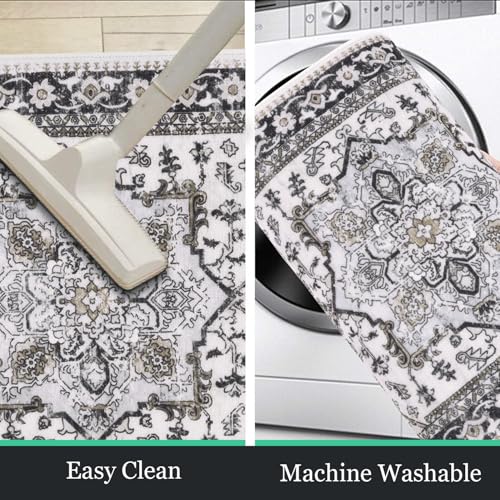 HEBE Boho Kitchen Rugs Set of 3 (Black/Brown / 20"x32"+20"x48"+20"x59")