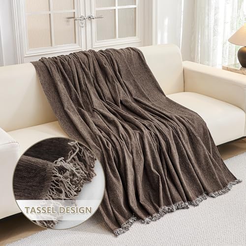 Chair Covers Couch Covers for Dogs (71" x 91" / Tassels Edge-deep Chocolate)
