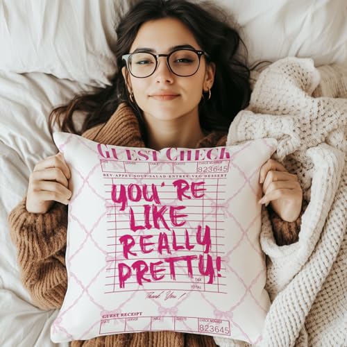 Inspirational Pink Bow Throw Pillow Covers 18x18 (Pink Ribbon 18x18 Inch)