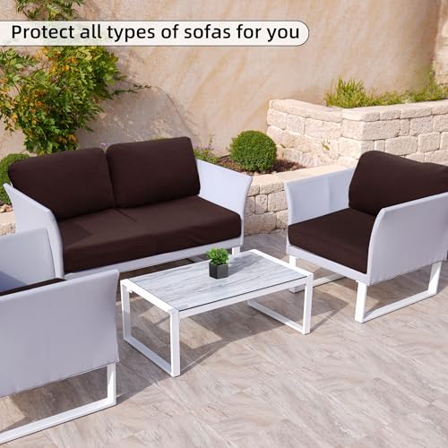 12PCS Patio Cushion Covers.Patio Furniture Couch SeatSlipcovers (Brown / 12PCS)