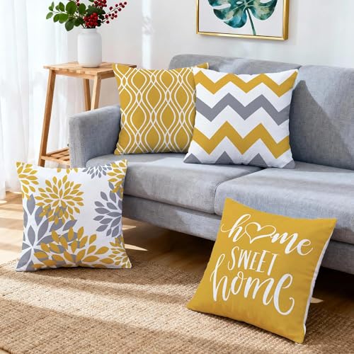Throw Pillow Covers 20x20 (Yellow / 19.7" x 19.7" (Pack of 4))