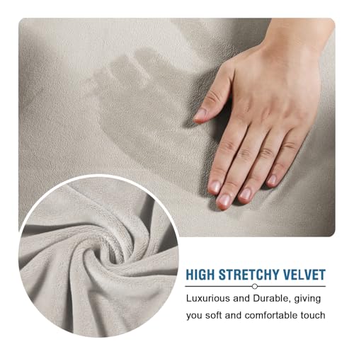 Rich Polyester Spandex Blend 2 Piece Cover Chair Slipcover Sofa Cover Furniture Protector Couch Soft with Elastic Bottom Chair Couch Cover with Arms Width Up to 49 Inch (1 Cushion Chair / Oatmeal)