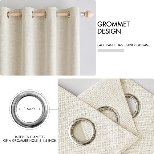 100% Blackout Linen Curtains for Bedroom 52x54 Inches Cream (Cream / 52"W x 54"L (Pack of 2))