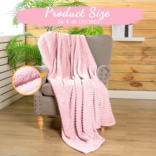 6 Pcs Flannel Blankets Bulk (Light Pink)