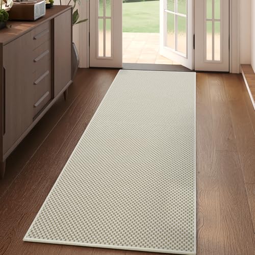 Hallway Runner Rug Woven Washable Long Kitchen Runner Beige 2x5 ft (Beige / 2' x 5')