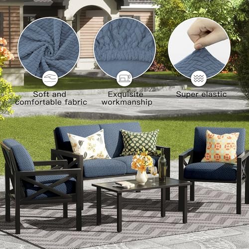8Pcs Outdoor Cushion Covers (Grey Blue / 8PCS)