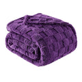 3D Checkered Fleece King Blanket for Bed (Purple / King (104"x90"))