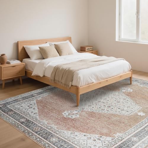 Washable Rugs 8x10 Area Rugs for Living Room (8' x 10' (Rectangular) / Gray-orange-black-green)
