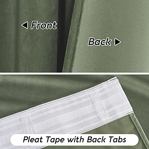 Sage Green Velvet Curtains for Bedroom Living Room 80 inches Long (Sage Green / 52"W x 80"L (Pack of 2))
