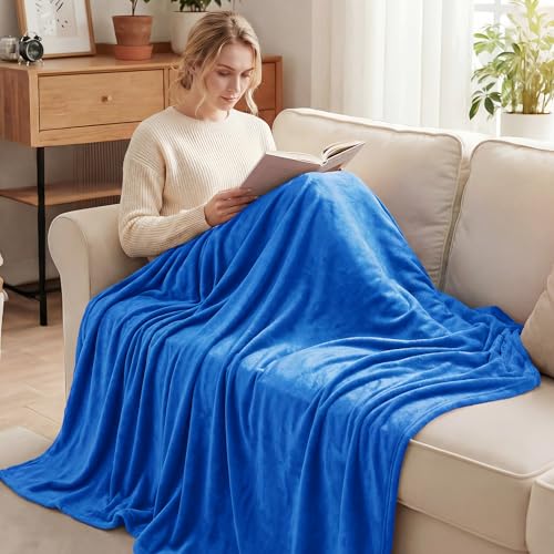 Soft Fleece Blanket Queen Size for Bed (Cobalt Blue / Queen (90" x 90"))