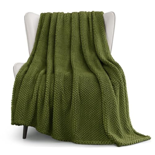 Extra Large Soft Fleece Throw Blanket for Couch (Olive / Throw(50x70 In))