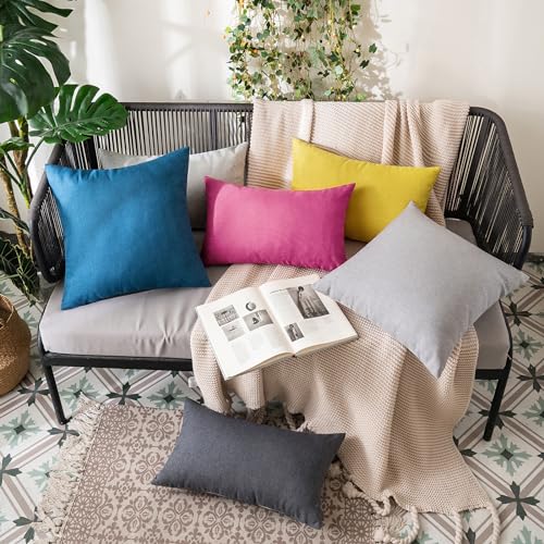 Decorative Outdoor Pillow Covers Lumbar Waterproof 12x20 Hot Pink (20" x 12" (Pack of 2) / Hot Pink)