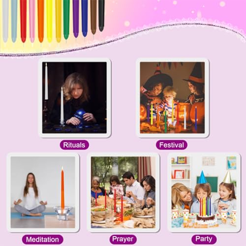 10 Inch Colored Taper Candle Sticks 24 Pack (10 inch Taper Candle-24pcs / Multicolor)