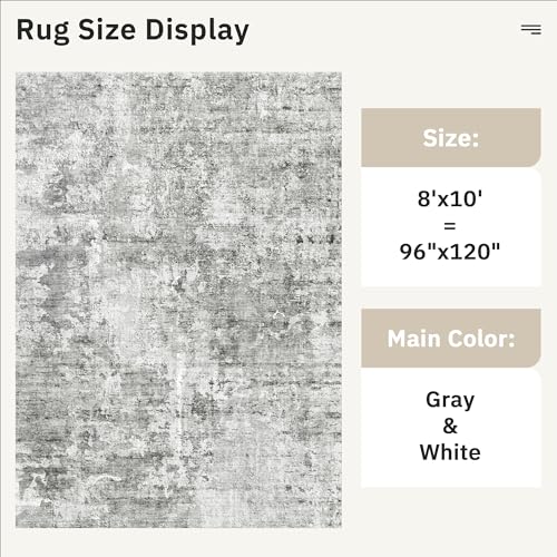 Abstract Rug 8x10 Large Living Room Area Rugs Washable Gray (Gray/White / 8' x 10' (Rectangular))