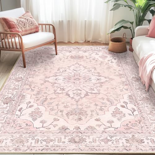 Washable Area Rug (Pink / 5' x 7' (Rectangular))