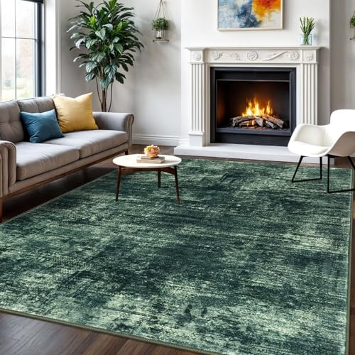 Abstract Area Rugs 6x9 Ft Washable Rugs for Living Room (Dark Green / 6' x 9' (Rectangular))