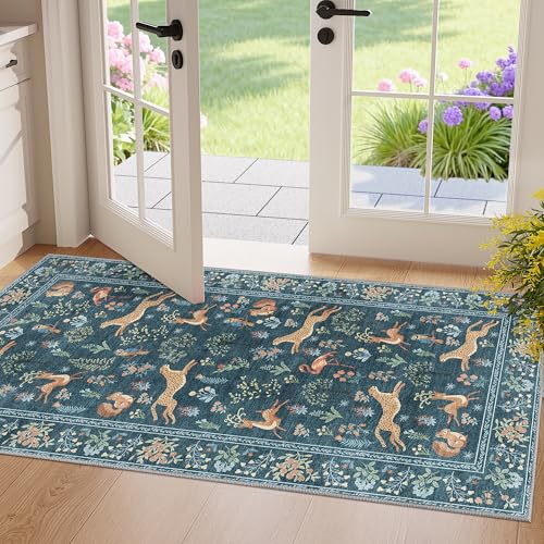 2x4 Rug for Entryway (Blue (Animal) / 2' x 4' (Rectangular))