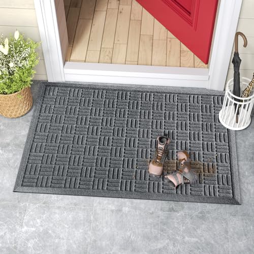 Front Door Mat Outside Entrance (Grey / 2'8" x 3'11" (Rectangular))