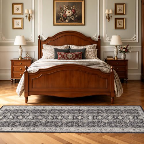 HY HAOYUNLAI 2.6x10 Washable Hallway Runner Rug Non Slip Kitchen Floor Mat (2'6" x 10' (Rectangular) / Black/Navy)