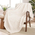Large 3D Fleece Throw Blanket for Couch (Ivory / Throw ( 50x70 IN ))