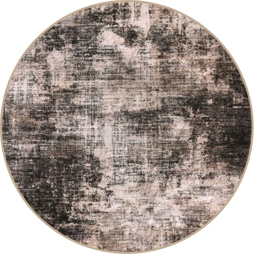 Abstract Round Area Rug 6 Ft Washable Circle Rugs Large Round Rug Non Slip Thin Soft Circle Rugs (Brown/Rust / 6' x 6' (Rectangular))