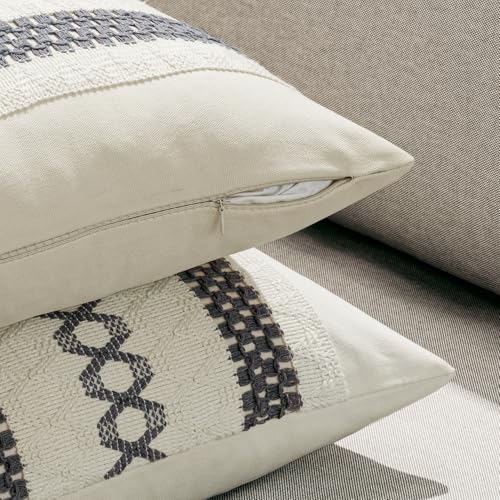 Set of 2 Gray Boho Decorative Pillow Covers 18x18 Inch (18" x 18" (Pack of 2) / Gray)