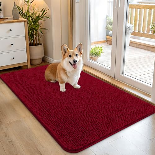 Dog Door Mat for Muddy Paws 45x27 (Red / 45" X 27")