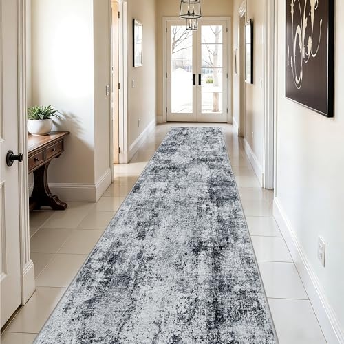 3x12 Washable Hallway Runner Rug (Black/Grey / 3' x 12' (Rectangular))