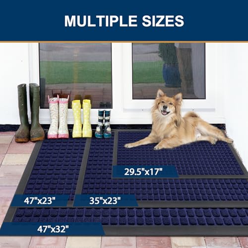 Front Door Mat Outside Entrance (Navy Blue / 47" X 23")