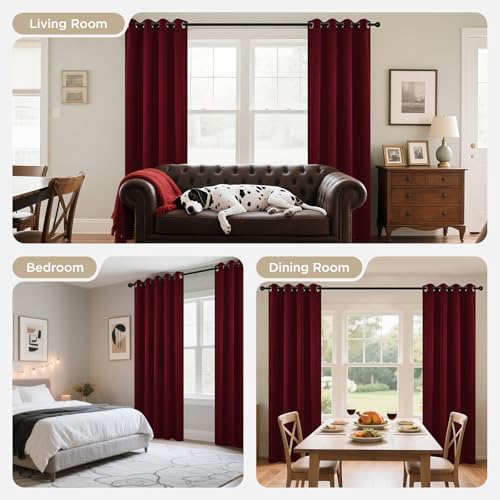Blackout Curtains for Bedroom 72 Inch Drapes 2 Panels Burgundy (Burgundy Red / 42"W x 72"L (Pack of 2))