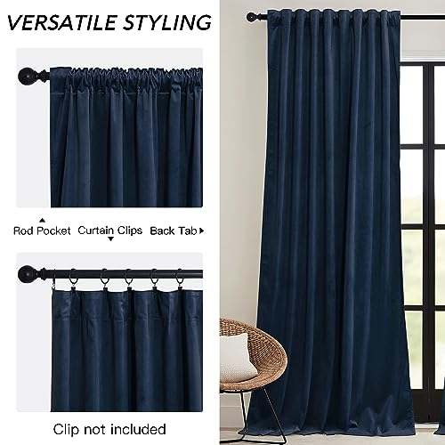 Navy Blue Velvet Curtains 72 inches with Hook Belt (Navy Blue / 52"W x 72"L (Pack of 2))