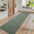 2x6 Green Entryway Runner Rug (Dark Green & White / 2' x 6' (Runner))