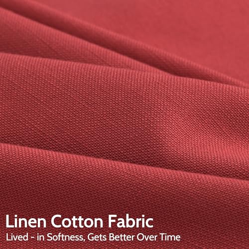 Christmas Red Linen Curtains 72 Inches Long for Living Room Light Filtering Semi Sheer Curtain Back Tab and Rod Pocket Vintage Rustic Luxury Home Decor Neutral Drapes for Bedroom 52x72 (52"W x 72"L (Pack of 2) / Christmas Red)