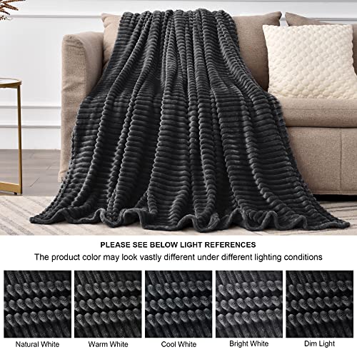 3D Ribbed Jacquard Black Full Size Blankes for Bed (Black / Full(84"x90"))