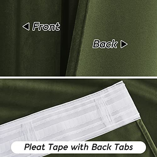 Olive Green Velvet Curtains 72 inches with Hook Belt (Olive Green / 52"W x 72"L (Pack of 2))
