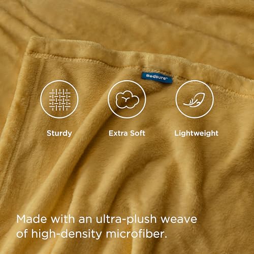 GentleSoft Fleece Throw XL Blanket Yellow (Yellow Gold / Throw XL (50" X 70"))