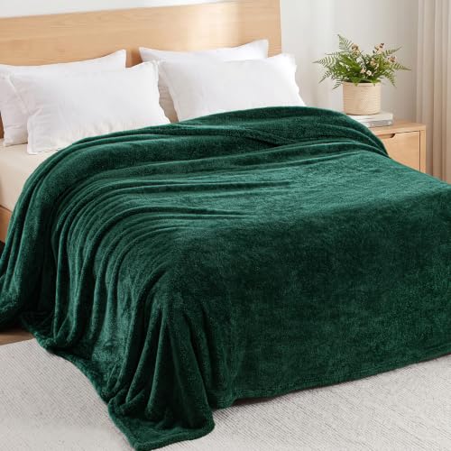 Fuzzy Plush Fleece Bed Blanket Twin XL Size (Forest Green / 90x66 IN)