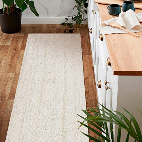 Hand Woven Jute Braided Runner (2'x6' / Off White)