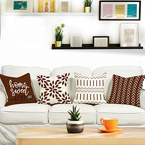 Pillow Covers 20x20 Set of 4 (Coffee / 20" x 20" (Pack of 4))