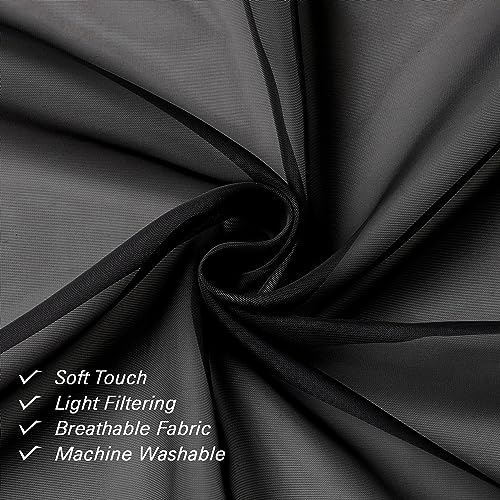 36 Inch Black Curtains Sheer Tiers for Kitchen Set of 2 Pieces (Black / 40"W x 36"L (Pack of 2))